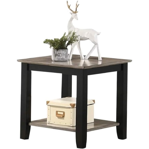 Tcbosik 22" Square Side Table 2-Tier Wood End Desk for Living Room, Walnut