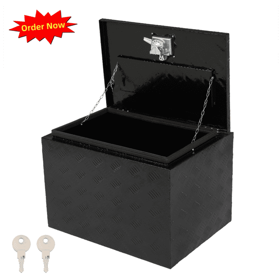 Tcbosik 24 inch Aluminum Tool Box, Heavy Duty Tool Storage Organizer with Keys for ATV, RV, Truck, Black
