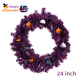 thumbnail image 1 of Tcbosik 24 inch Black Christmas Wreath, Pre-lit Artificial Halloween Wreath with 50 Purple & Orange Lights and 100 PVC Tips, Holiday Decoration with Ball Ornaments for Indoor, Outdoor, Home, Party, 1 of 8