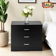 thumbnail image 1 of Tcbosik 25.9" Side Table with 3 Storage Drawers, Mid Century Modern Night Stand, End Table for Bedroom, Closet, Living Room, Black, 1 of 10