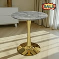 thumbnail image 1 of Tcbosik 27.5" Small Round Table with Faux Marble Top, Dining Table with Pedestal Base, Dinner Table for Kitchen, Breakfast Nook, Gray & Gold, 1 of 8