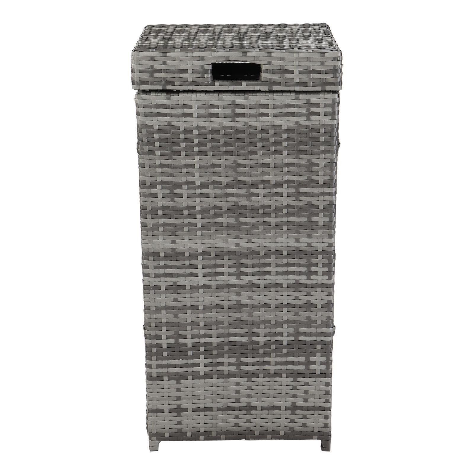 Tcbosik 27 Gallon Rattan Trash Box with Lid, Outdoor Wicker Trash Bin, Corner Wastebasket