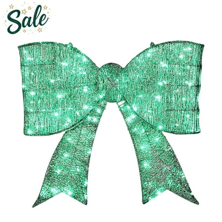 Tcbosik 28.3" Pre-Lit Large Christmas Bow, LED Lighted Versatile Holiday Display Decor for Indoor & Outdoor Use
