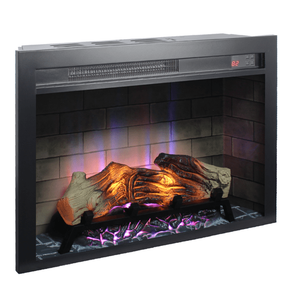 Tcbosik 28" Electric Fireplace Insert, Wall Mounted Fireplace with Remote Control, 11 Temperature Settings, Overheat Protection and Timer Function, Antique Black