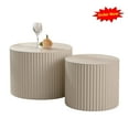 thumbnail image 1 of Tcbosik 2pcs/Set Nesting Coffee Tables, 18.9" Round Cocktail Table, 14.9" Side End Table, Accent Center Table for Living Room, Beige & Cream, 1 of 7