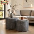 thumbnail image 1 of Tcbosik 2pcs/Set Nesting Coffee Tables, Round Side Table, Modern End Table, Circle Center Table for Living Room, No Assembly Required, Stone Gray, 1 of 7