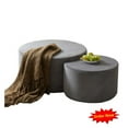 thumbnail image 1 of Tcbosik 2pcs/Set Upholstered Nesting Coffee Tables, 24" Small Side Table, 32 inch Modern Cocktail Table, Round Footrest Ottoman, Center Table for Living Room, No Assembly Required, Grey, 1 of 10
