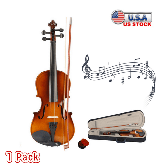 Tcbosik 3/4 Acoustic Violin Set, Wooden Fiddle Starter Set with Case, Bow and Rosin for Kids Beginners Students, Natural