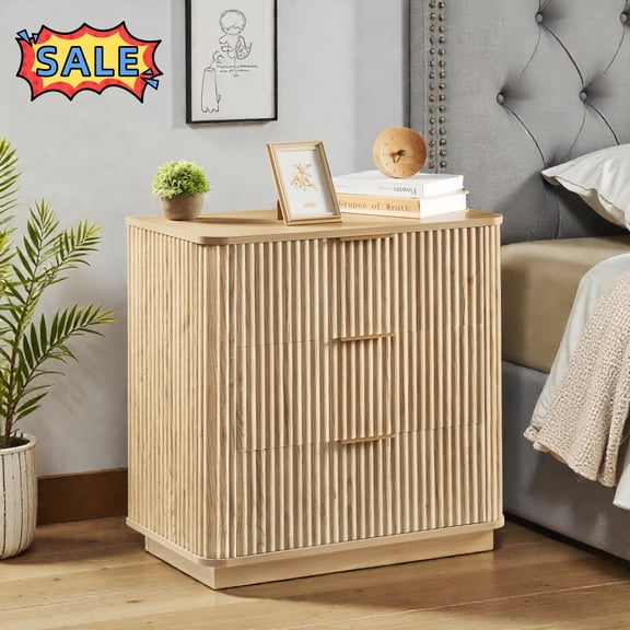 Tcbosik 3 Drawer Dresser for Bedroom, Small Modern Nightstand, Storage Chest of Drawers, Side Table End Table for Living Room, Hallway, Entryway, Oak