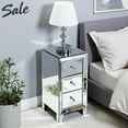 thumbnail image 1 of Tcbosik 3-Drawer Mirrored Nightstand, Modern End Desk Bedside Table for Bedroom, Living Room, Silver, 11.81"L x 11.81"W x 23.62"H, 1 of 10