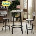 thumbnail image 1 of Tcbosik 3-Piece Bar Table Set, 23.6" Round Breakfast Table with Open Shelf, 2 Counter Height Stools with Rack, Small Dining Table Set for Kitchen, Easy Assembly, Grey & Black, 1 of 6