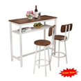 thumbnail image 1 of Tcbosik 3-Piece Bar Table Set with Metal Frame, 39.4" Kitchen Table with Storage Shelf, 2 Barstools with Back, Space Saving Kitchen Table Set for Dining Room, Brown & Black, 1 of 7