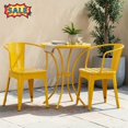 thumbnail image 1 of Tcbosik 3-Piece Bistro Set, Outdoor Metal Conversation Set, 24" Round Table and 2 Armchairs, for Porch, Lawn, Garden, Backyard, Yellow, 1 of 11