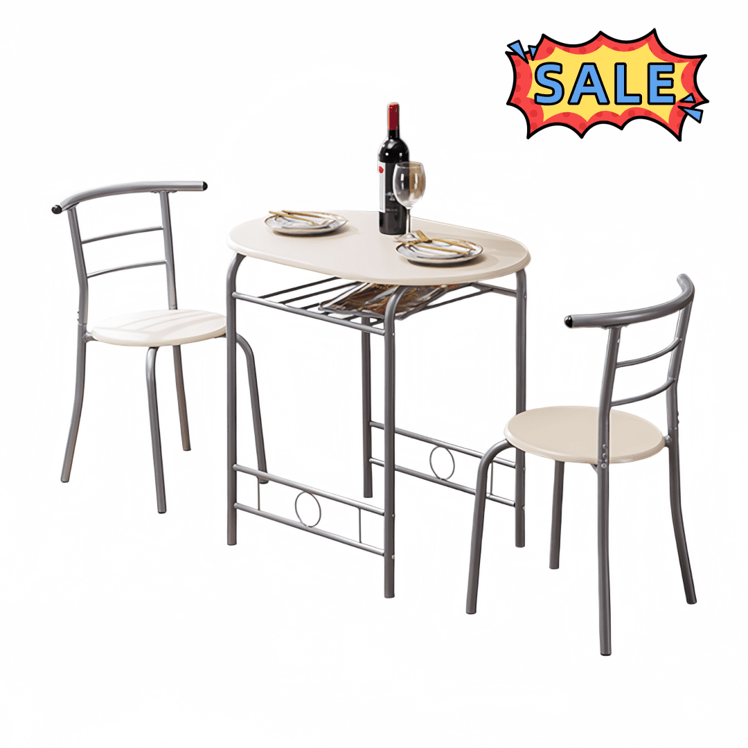 Tcbosik 3-Piece Dining Table Set, Kitchen Breakfast Nook Set with Metal ...