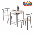 thumbnail image 1 of Tcbosik 3-Piece Dining Table Set, Kitchen Breakfast Nook Set with Metal Frame, Space Saving Table with Built-in Wine Rack for 2, Natural, 1 of 9