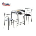 thumbnail image 1 of Tcbosik 3 Piece Dining Table Set for 2, Small Kitchen Table with Built-in Storage Shelf for Kitchen, Dining Room, Black, 1 of 13