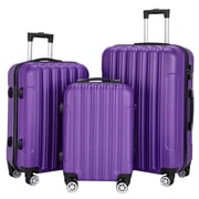 Tcbosik 3-Piece Luggage Set, Multifunctional Large Capacity Traveling Suitcase with Spinner Wheels for Trips, 20"/24"/28", Purple