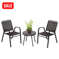 thumbnail image 1 of Tcbosik 3-Piece Outdoor Bistro Table Set, 19.7" Small Round Table, 2 Stackable Armchairs, Patio Conversation Set for Backyard, Poolside, Balcony, Porch, Black, 1 of 11