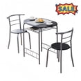 thumbnail image 1 of Tcbosik 3-Piece Small Dining Table Set, Modern Kitchen Table with Built-in Wine Rack, 2 Armless Chairs with Metal Frame, Space Saving, Black, 1 of 8