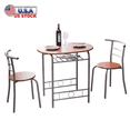 thumbnail image 1 of Tcbosik 3-Piece Modern Dining Set, 31" Table with Storage Shelves, Dinette Table Set for Small Space, Kitchen, Breakfast Nook, Browm, 1 of 13