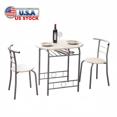 thumbnail image 1 of Tcbosik 3 Piece Breakfast Table Set, Dining Table and Chair for 2, Bistro Table with Built-in Wine Rack for Kitchen Living Room, Natural, 1 of 13