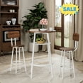 thumbnail image 1 of Tcbosik 3 Pieces Round Bar Table Set, Small Dining Table for 2, Breakfast Table with Storage, 2 Barstools with Backrest for Kitchen, Living Room, Space Saving, Brown & White, 1 of 7