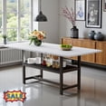 thumbnail image 1 of Tcbosik 3-Tier Modern Dining Table with Storage Shelf, 71" Long Accent Table with Metal Frame for Kitchen, Living Room, White, 1 of 10