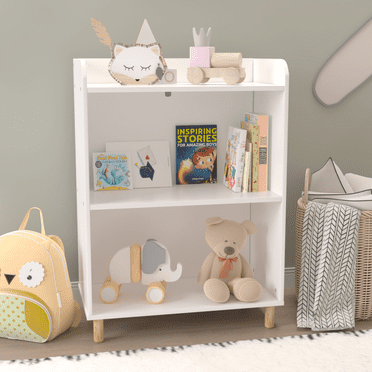 Tcbosik 3-Tier Side Table, Bookshelf for Small Spaces, White Nightstand, Narrow Bookcase End Table with Storage Shelf for Living Room, Office, Bedroom, Kids Room