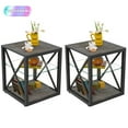 thumbnail image 1 of Tcbosik 3-Tier Side Tables with Storage Set of 2, Square End Table with Glass Shelf, 17.7" Modern Nightstand for Small Space, Living Room, Bedroom, Rustic Wood Color, 1 of 9