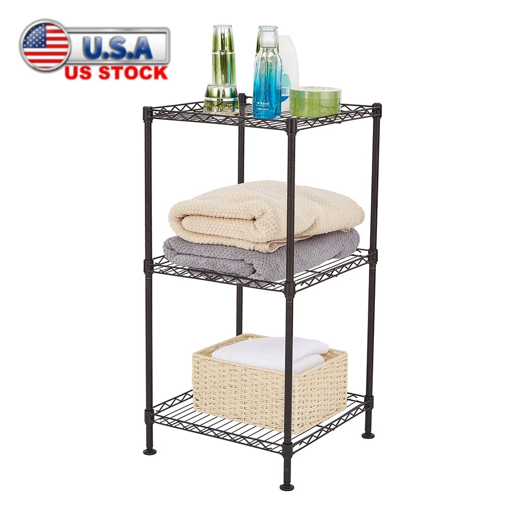 Tcbosik 3-Tier Small Wire Metal Shelving with Adjustable Shelves for Kitchen Bedroom Living Room Office, Black