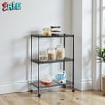 thumbnail image 1 of Tcbosik 3-Tier Storage Shelves, Heavy Duty Metal Shelves Wire Rack Shelving Unit, Adjustable Shelf with Wheels for Home Office Garage Kitchen Bathroom, 19.69"L x 9.84"W x 28.35"H, Black, 1 of 6