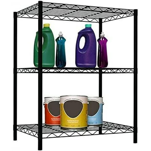 Tcbosik 3-tier Shelves for Storage Adjustable Shelving Organization, Standing Storage Shelf Units for Bathroom, Kitchen, Living Room, Black
