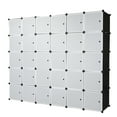 thumbnail image 1 of Tcbosik 30 Cube Organizer Stackable Plastic Cube Storage Shelves Design Multifunctional Modular Closet Cabinet With Hanging Rod White Doors And Black Panels, 1 of 2
