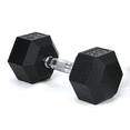 thumbnail image 1 of Tcbosik 30 LB Rubber Encased Hex Dumbbells, Hand Weights for Exercise, Muscle, Strength and Weight Training, Black, 1 of 8