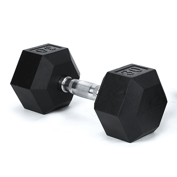 Tcbosik 30 LB Rubber Encased Hex Dumbbells, Hand Weights for Exercise, Muscle, Strength and Weight Training, Black