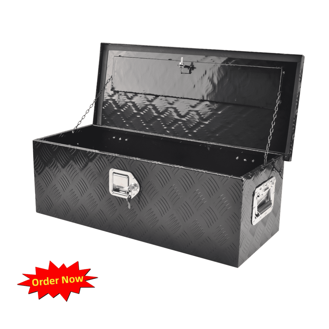 Tcbosik 30 inch Aluminum Tool Box, Heavy Duty Chest Storage Organizer with Handle and Lock for Pickup Truck Bed, Black