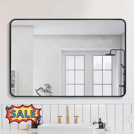 Tcbosik 30" x 40" Rectangular Mirror, Wall Mounted Mirror with Metal Frame for Living Room, Bathroom, Bedroom, Entryway, Black