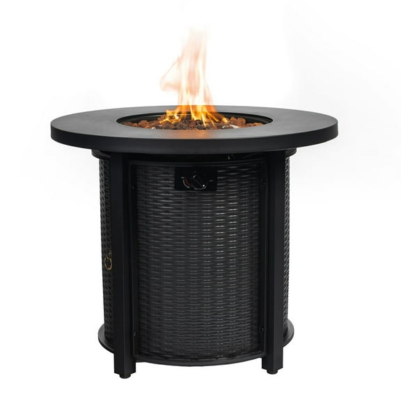 Tcbosik 30in Propane Fire Pit Table, 40,000 BTU Outdoor Metal Firepit with Lid for Outside Patio Deck Garden, Black