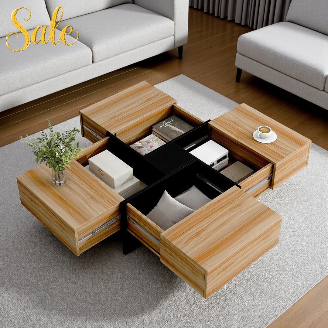 Tcbosik 31 5 Square Coffee Table With 4 Hidden Storage Photo Inspiration