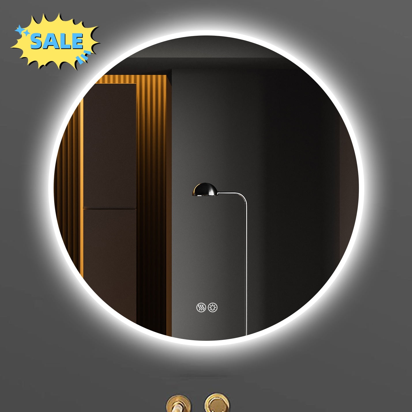 Tcbosik 32 inch Round Mirror with LED Lights, Wall Mounted Circle ...