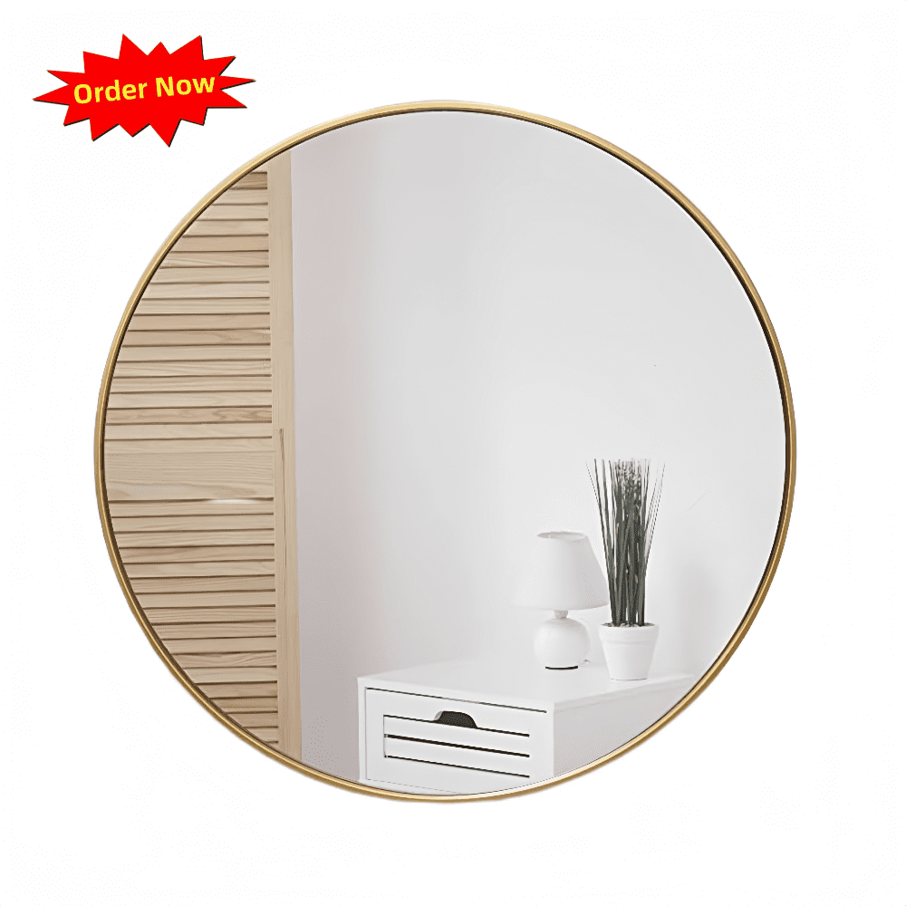 Tcbosik 32 inch Round Mirror, Wall Mounted Circle Mirror with Metal ...