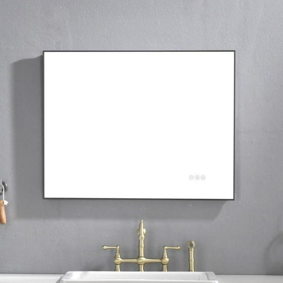 Tcbosik 32" x 24" LED Bathroom Mirror, Anti-Fog Wall Vanity Mirror with Backlit, Smart Touch Button, Memory Function, Stepless Dimmable Makeup Mirror with 3-Color Lighting, Horizontal/Vertical