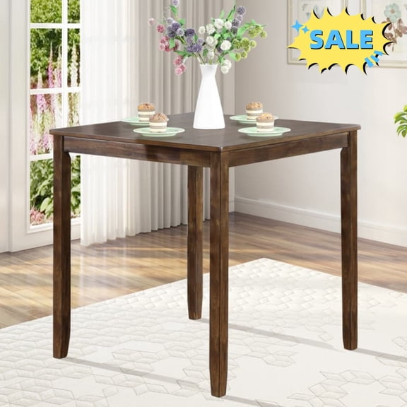 Tcbosik 34.5" Dining Table for 2-4 Person, Farmhouse Kitchen Table for Living Room, Easy Assembly, Walnut