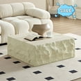 thumbnail image 1 of Tcbosik 35.4" Simple Coffee Table, Square Cocktail Table, Faux Stone Center Table for Living Room, No Assembly Required, Beige, 1 of 7