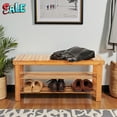 thumbnail image 1 of Tcbosik 35.4" Slatted Bamboo Shoe Rack Bench, 3-Tier Storage Organizer with Open Shelves, for Entryway, Bedroom, Bathroom, Natural, 1 of 7