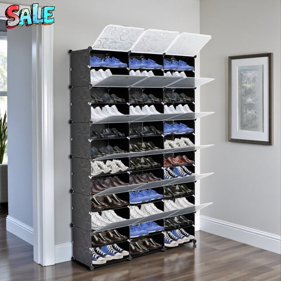 Tcbosik 36-Compartment Cube Storage Rack, DIY Modular Plastic & Metal Shelving Unit, Versatile Organizer for Home, Office, Bedroom, Closet & Entryway – Black