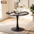 thumbnail image 1 of Tcbosik 39.4" Round Dining Table with Metal Pedestal Base, Modern Tulip Table for 4 Person, Bistro Table for Kitchen, Living Room, White, 1 of 8