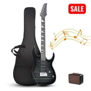 Tcbosik 39" Electric Guitar with 5W Amp for Music Lover, Beginner Guitar Set with Bag, Strap, Plectrum, Cable, Tremolo Arm and Wrench Tool, Black