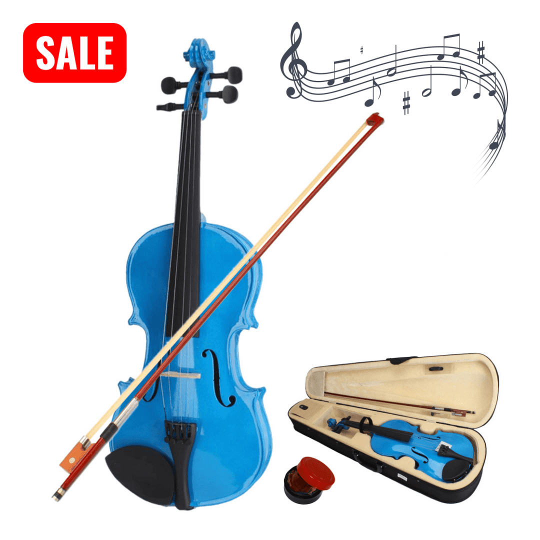 Tcbosik 4/4 Acoustic Violin with Case, Full Size Fiddle with Bow and Rosin for Beginner, Starter, Dark Blue