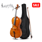 Tcbosik 4/4 Full Size Cello, Acoustic Cello Set with Portable Bag, Bow, Rosin and Bridge, String Musical Instruments for Beginner, Natural